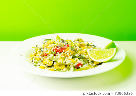 Moroccan style marinated chicken breast with vibrant vegetables and a fruity mango dressing Moroccan style marinated chicken breast with vibrant vegetables and a fruity mango dressing 73966386