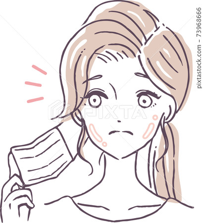 Illustration material of a woman whose skin is shiny with a mask 73968666