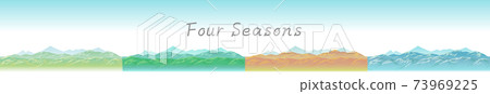 描繪高山的四個季節的水平無縫矢量圖 描繪高山的四個季節的水平無縫矢量圖 73969225