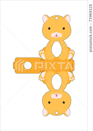 Cute easter egg holder hamster template. Retail paper box for the easter egg. Printable color scheme. Laser cutting vector template. Isolated packaging design illustration. Cute easter egg holder hamster template. Retail paper box for the easter egg. Printable color scheme. Laser cutting vector template. Isolated packaging design illustration. 73969328