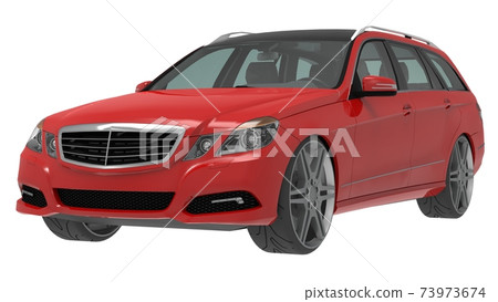 Large red family business car with a sporty and at the same time comfortable handling. 3d rendering. Large red family business car with a sporty and at the same time comfortable handling. 3d rendering. 73973674