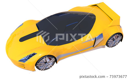 Yellow shiny conceptual sports car of the future. 73973677