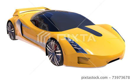 Yellow shiny conceptual sports car of the future. 73973678