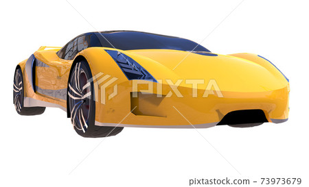 Yellow shiny conceptual sports car of the future. 73973679
