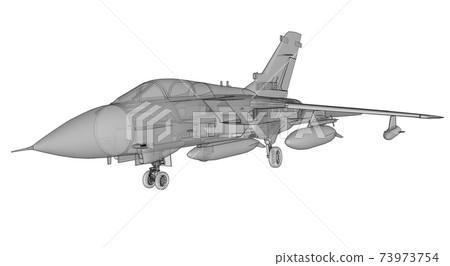 Military jet fighter silhouettes. Image of aircraft in contour drawing lines. The internal structure of the aircraft. 3d rendering 73973754