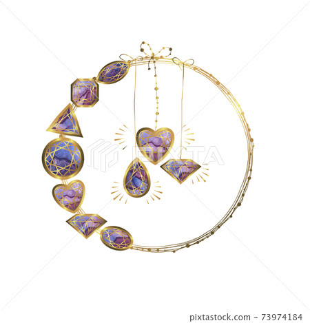 vintage wreath with gemstones. isolated on white background. vintage wreath with gemstones. isolated on white background. 73974184