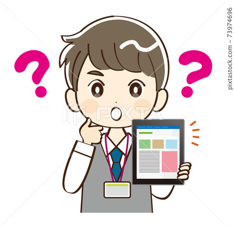 Male teacher teacher tablet question 73974696