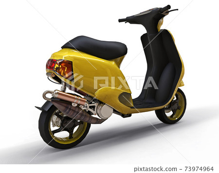 Modern urban yellow moped on a white background. 3d illustration. 73974964