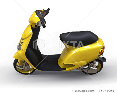 Modern urban yellow moped on a white background. 3d illustration. 73974965