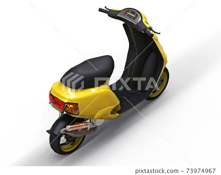 Modern urban yellow moped on a white background. 3d illustration. 73974967