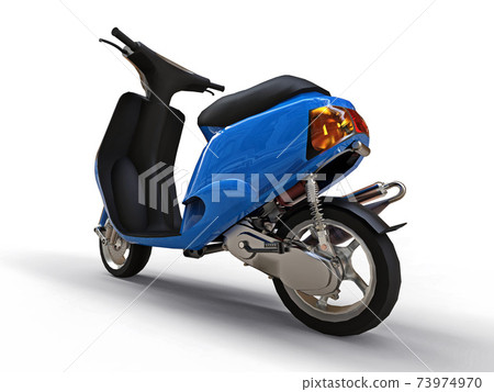 Modern urban black and blue moped on a white background. 3d illustration. 73974970