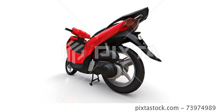 Modern urban red moped on a white background. 3d illustration. Modern urban red moped on a white background. 3d illustration. 73974989