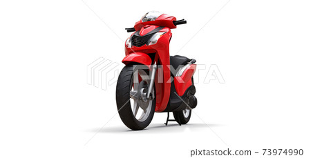 Modern urban red moped on a white background. 3d illustration. 73974990