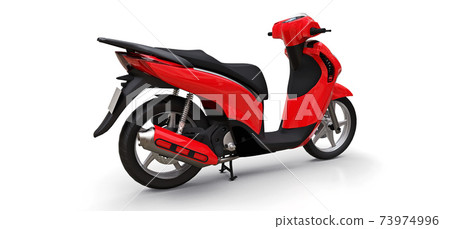 Modern urban red moped on a white background. 3d illustration. 73974996