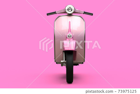 Vintage european pink scooter on a pink background. 3d rendering. 73975125
