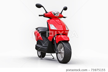 Modern urban red moped on a white background. 3d illustration. Modern urban red moped on a white background. 3d illustration. 73975155