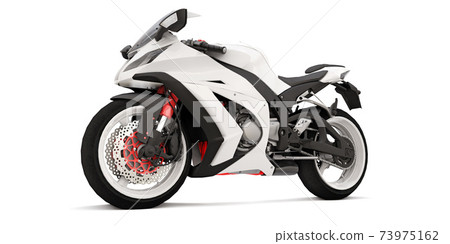 3d white super sports motorbike on white isolated background. 3d illustration. 73975162