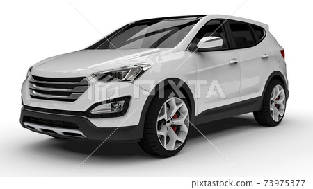 White premium city crossover on a white background. 3d rendering. White premium city crossover on a white background. 3d rendering. 73975377
