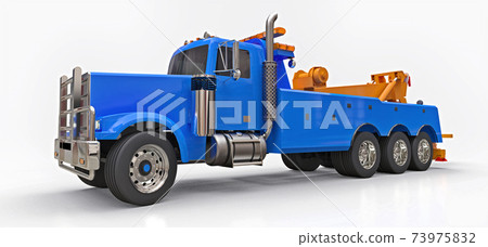 Blue cargo tow truck to transport other big... - Stock Illustration ...