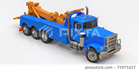 Blue cargo tow truck to transport other big... - Stock Illustration ...