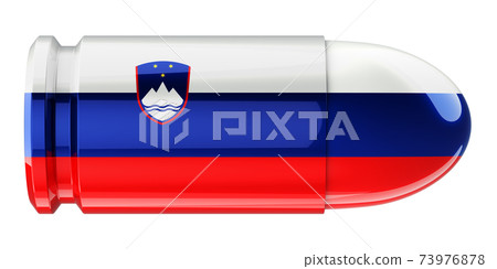 Bullet with Slovenian flag, 3D rendering Bullet with Slovenian flag, 3D rendering 73976878