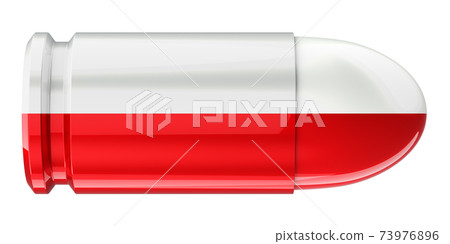 Bullet with Polish flag, 3D rendering Bullet with Polish flag, 3D rendering 73976896