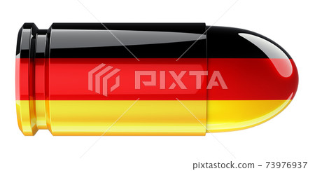Bullet with German flag, 3D rendering 73976937