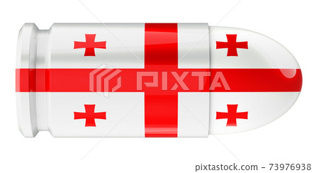 Bullet with Georgian flag, 3D rendering 73976938