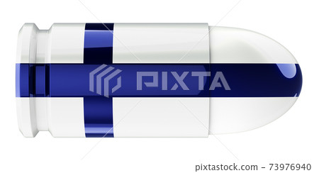 Bullet with Finnish flag, 3D rendering 73976940