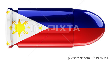 Bullet with Filipino flag, 3D rendering 73976941