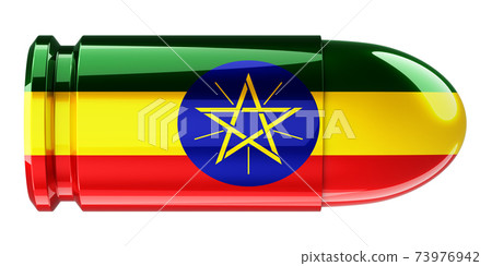 Bullet with Ethiopian flag, 3D rendering 73976942