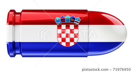 Bullet with Croatian flag, 3D rendering Bullet with Croatian flag, 3D rendering 73976950