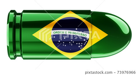 Bullet with Brazilian flag, 3D rendering Bullet with Brazilian flag, 3D rendering 73976966