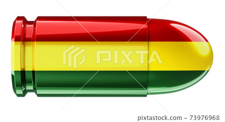Bullet with Bolivian flag, 3D rendering Bullet with Bolivian flag, 3D rendering 73976968