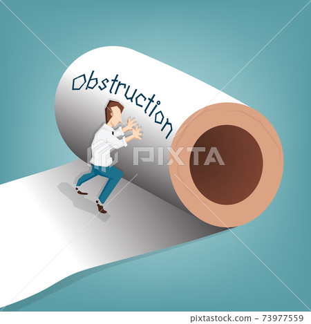 Businessman push obstruction ,Business concept used vector flat design Businessman push obstruction ,Business concept used vector flat design 73977559