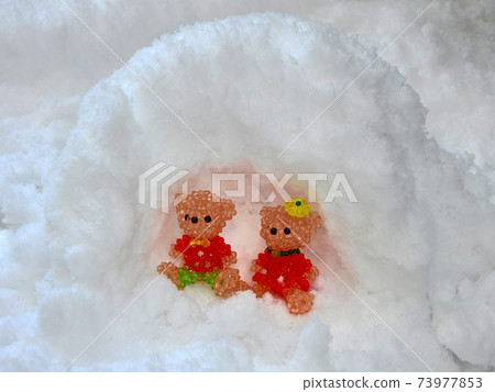 手工製作的珠子泰迪熊在雪鎌倉 手工製作的珠子泰迪熊在雪鎌倉 73977853