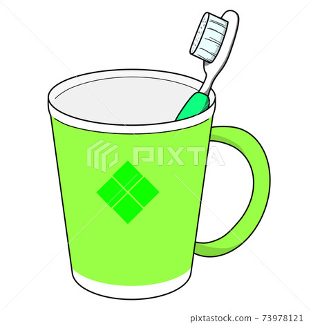 Toothbrush in a toothpaste cup - Stock Illustration [73978121] - PIXTA