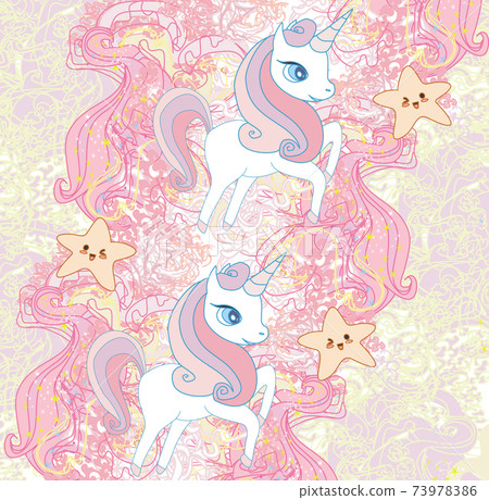 Seamless pattern with cute unicorns - Stock Illustration [73978386] - PIXTA