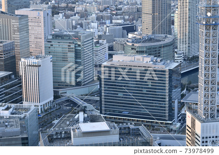 View of Yokohama cityscape of Japan, office buildings in front of Shin Takashima station, etc. 73978499