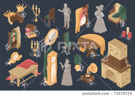 Old Room Interior Set 73979729