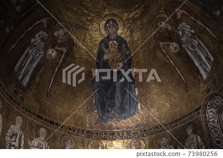 Triest Italy San Giusto Church mosaic Triest Italy San Giusto Church mosaic 73980256