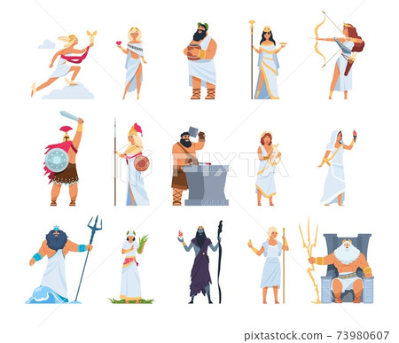 Cartoon Greek gods. Members of divine pantheon... - Stock Illustration  [73980607] - PIXTA