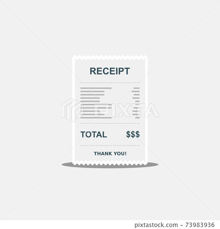 Receipt paper, bill check, invoice, cash receipt. White stroke and shadow design. Isolated icon. 73983936