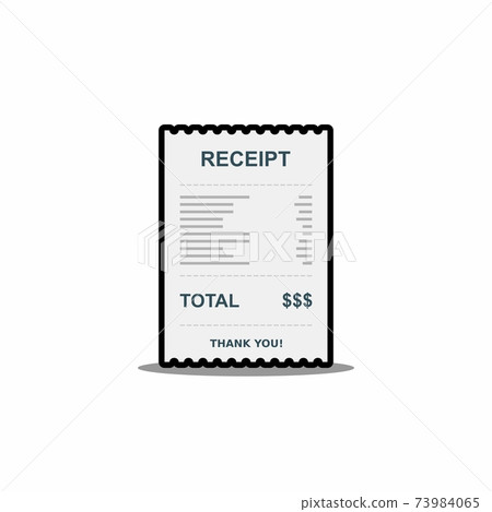 Receipt paper, bill check, invoice, cash receipt. Black stroke and shadow design. Isolated icon. 73984065