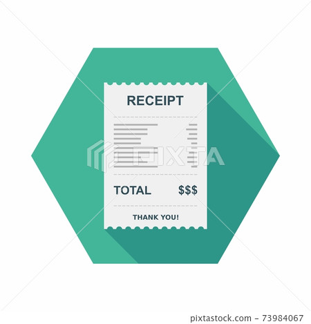 Receipt paper, bill check, invoice, cash receipt. Isolated icon. 73984067