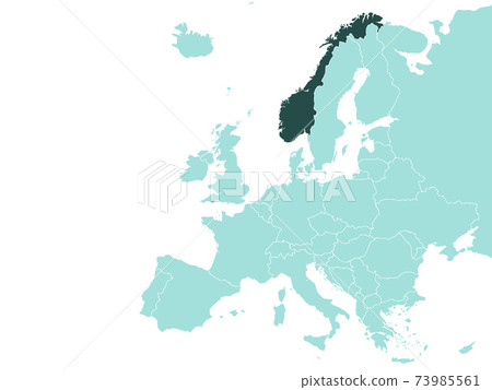 Norway on Europe map vector. Vector illustration. Norway on Europe map vector. Vector illustration. 73985561