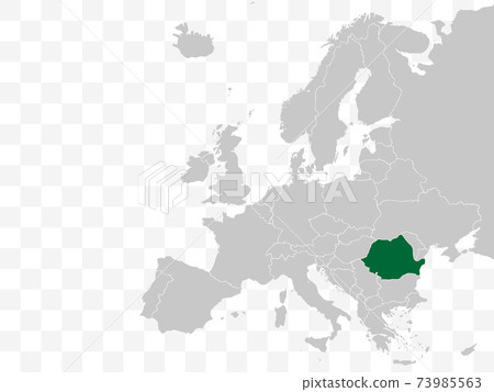 Romania on Europe map vector. Vector illustration. 73985563