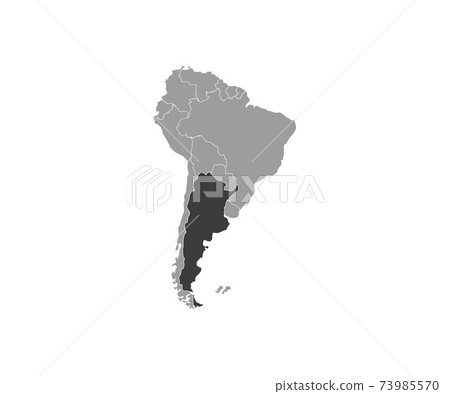 Argentina on South America map vector. Vector illustration. Argentina on South America map vector. Vector illustration. 73985570