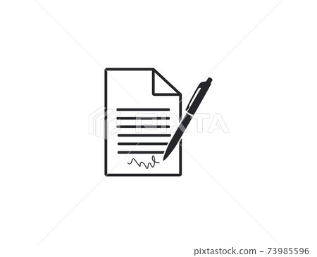 Document, pen, signature icon. Vector illustration, flat. 73985596