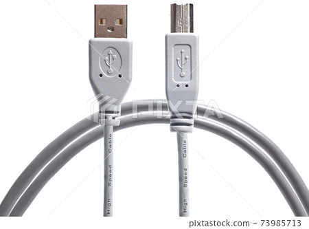 Gray USB cable isolated on white background Gray USB cable isolated on white background 73985713